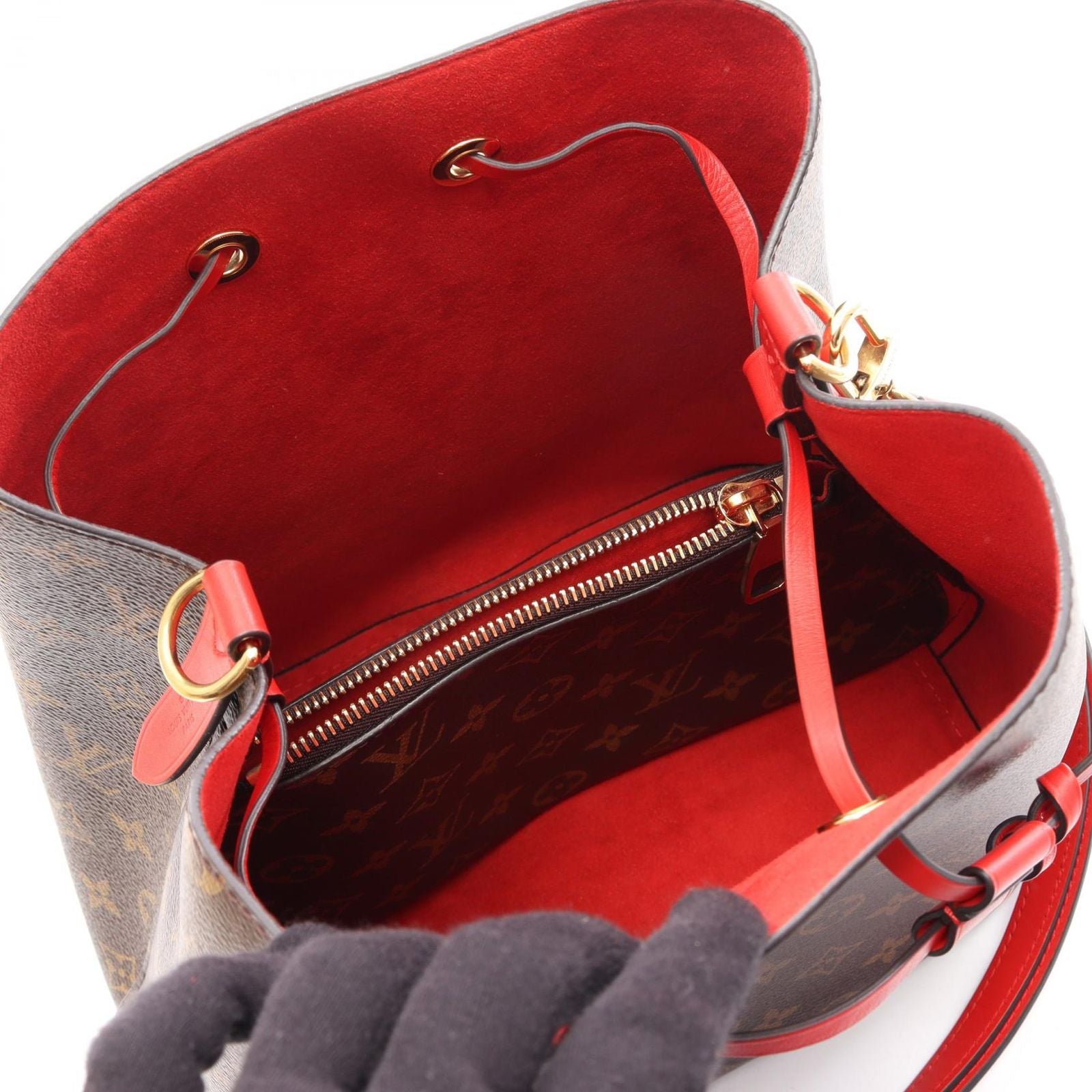 Louis Vuitton Shoulder Bag Neo Noe Monogram Coquelicot Canvas Leather — view 3