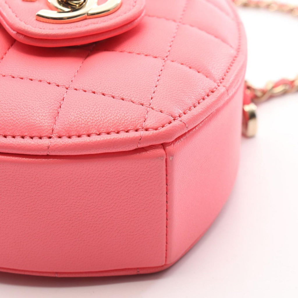 Chanel Shoulder Bag Heart Chain Clutch Quilted Pink Lambskin Mini — view 6
