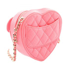 Chanel Shoulder Bag Heart Chain Clutch Quilted Pink Lambskin Mini — view 2