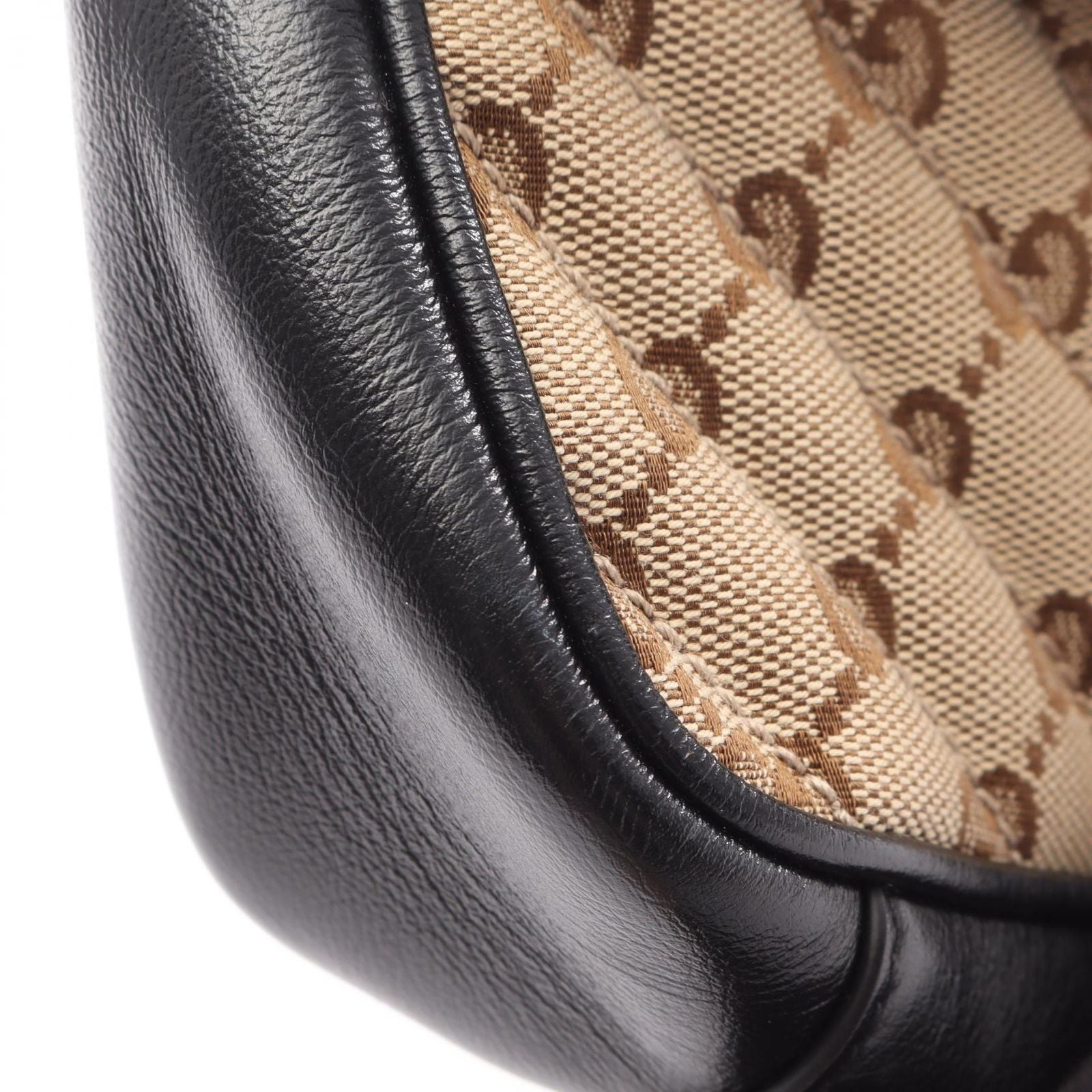 Gucci Shoulder Bag GG Marmont Beige Black Canvas Leather Small — view 5