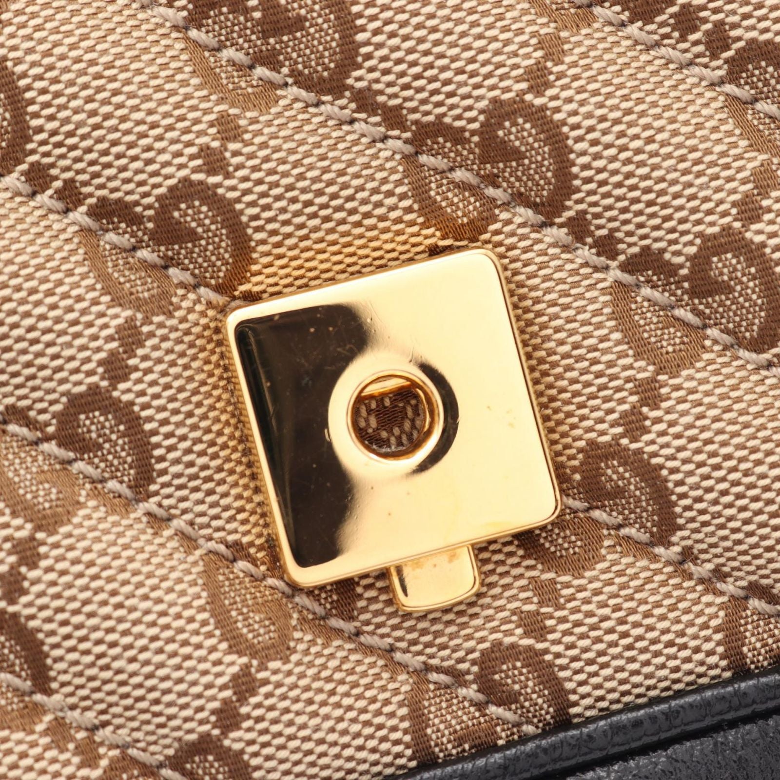 Gucci Shoulder Bag GG Marmont Beige Black Canvas Leather Small — view 6