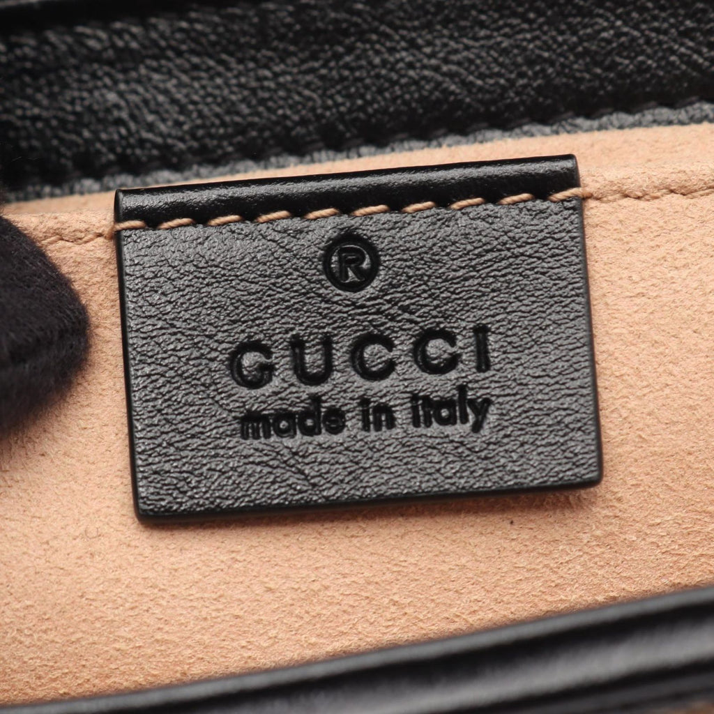 Gucci Shoulder Bag GG Marmont Beige Black Canvas Leather Small — view 4