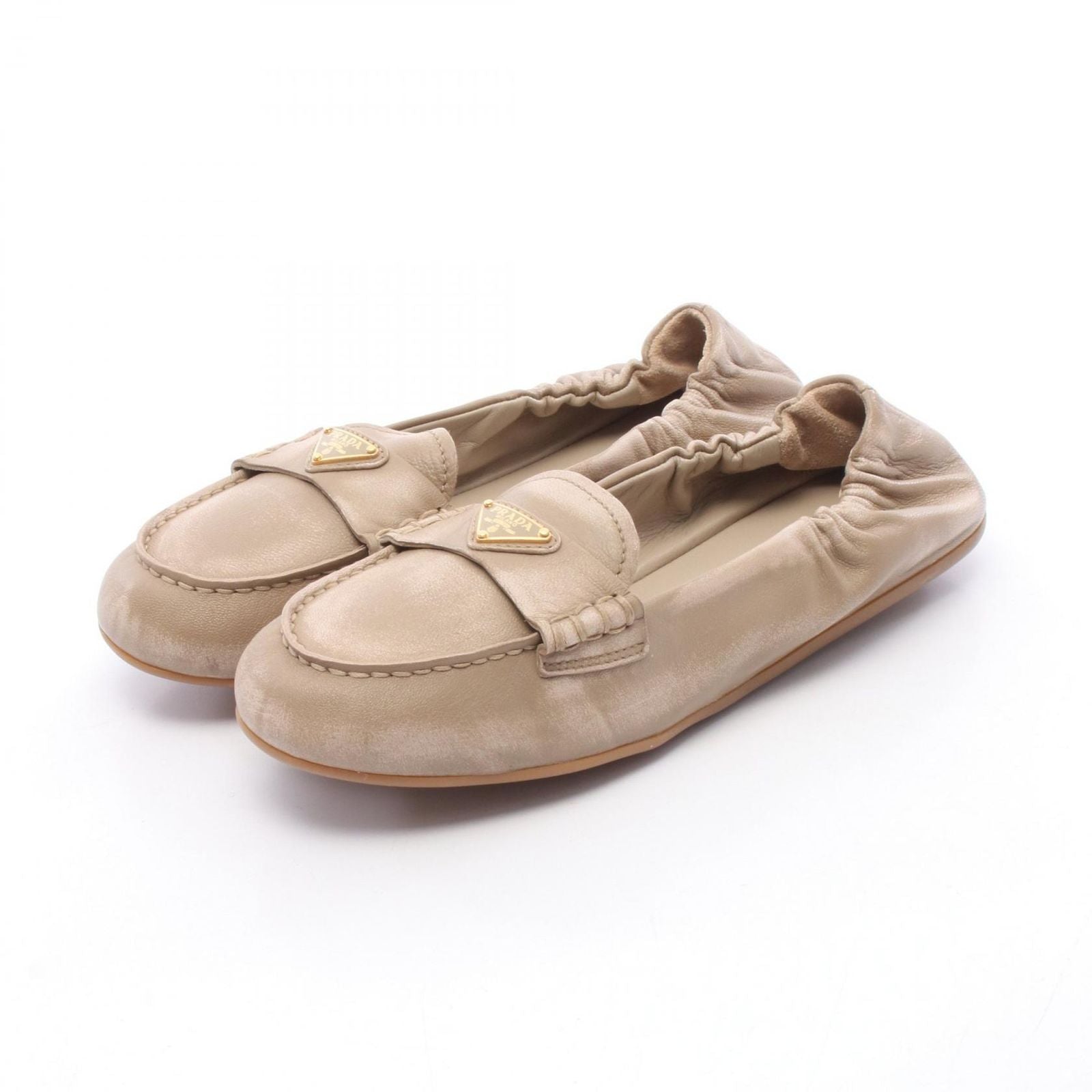 Prada Loafers Triangle Plate Flat Leather