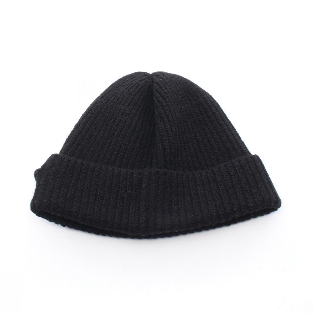 Prada Knit Cap Triangle Logo Black Wool Beanie — view 2