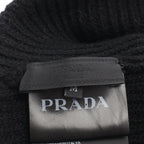 Prada Knit Cap Triangle Logo Black Wool Beanie — view 4