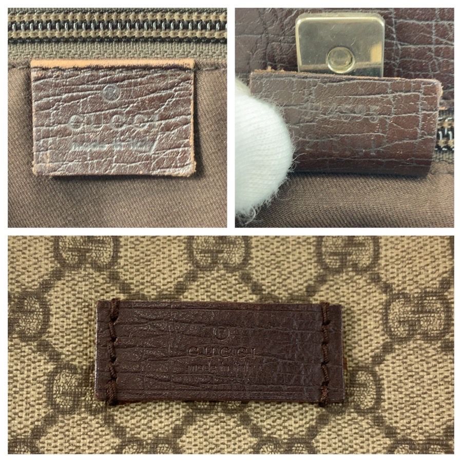 Gucci Beige Brown GG Supreme Canvas Leather Tote — view 3