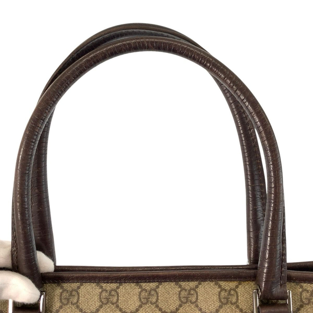 Gucci Beige Brown GG Supreme Canvas Leather Tote — view 7