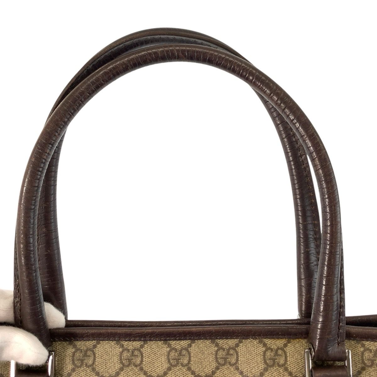 Gucci Beige Brown GG Supreme Canvas Leather Tote — view 7