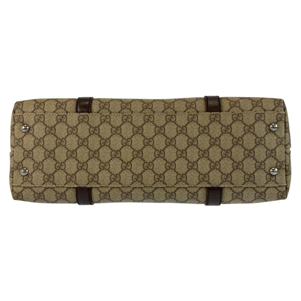 Gucci Beige Brown GG Supreme Canvas Leather Tote — view 9