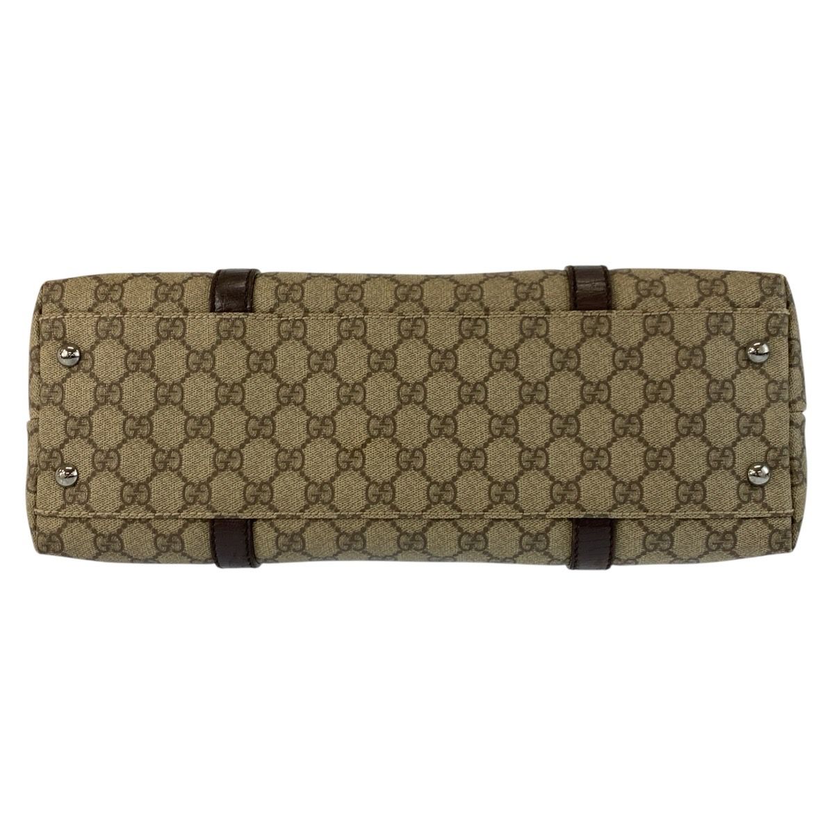 Gucci Beige Brown GG Supreme Canvas Leather Tote — view 9