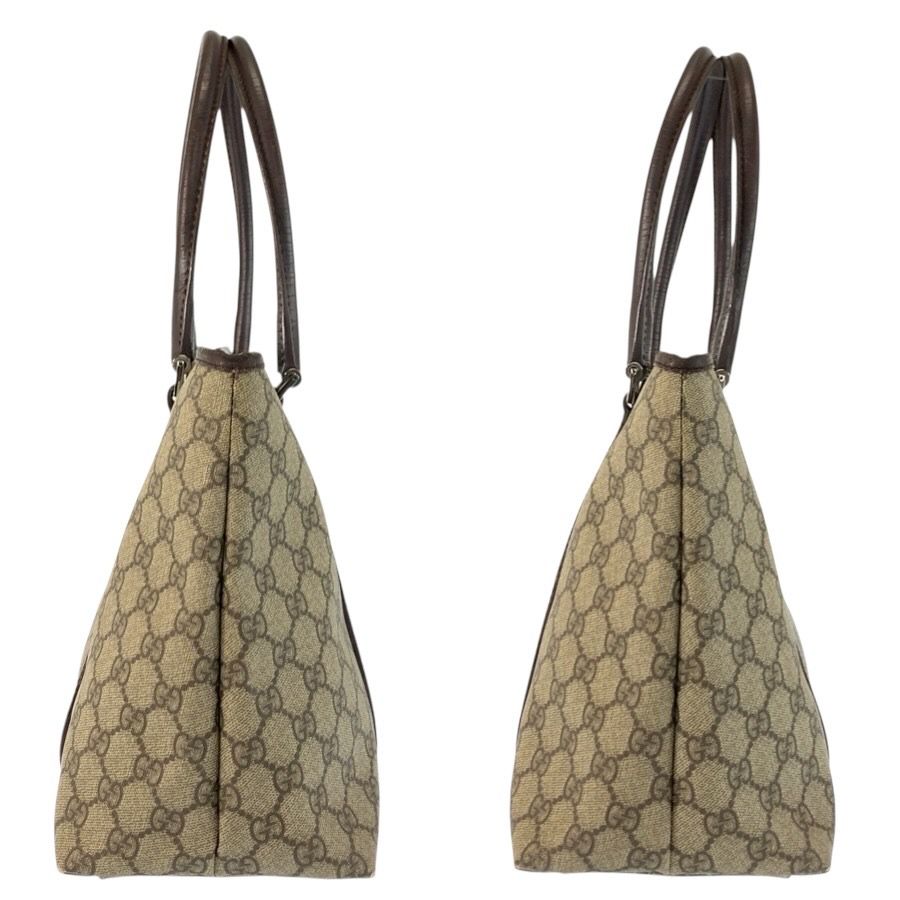 Gucci Beige Brown GG Supreme Canvas Leather Tote — view 6