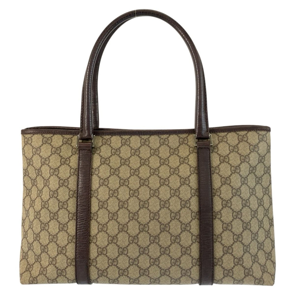 Gucci Beige Brown GG Supreme Canvas Leather Tote — view 2