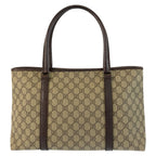Gucci Beige Brown GG Supreme Canvas Leather Tote — view 2