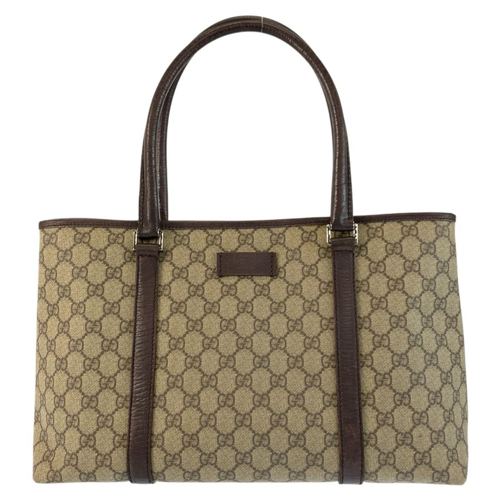 Gucci Beige Brown GG Supreme Canvas Leather Tote