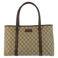 Gucci Beige Brown GG Supreme Canvas Leather Tote