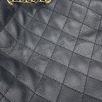 Chanel Chain Shoulder Bag 25 Large CC Logo Quilted Caviar Leather Black — view 7