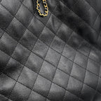 Chanel Chain Shoulder Bag 25 Large CC Logo Quilted Caviar Leather Black — view 6