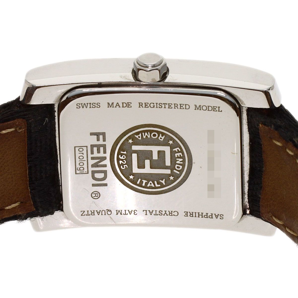 Fendi Square Face Diamond Watch SS Leather — view 6