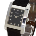 Fendi Square Face Diamond Watch SS Leather — view 3