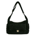 Chanel Large Bowling Bag Velvet Effect Nylon Black