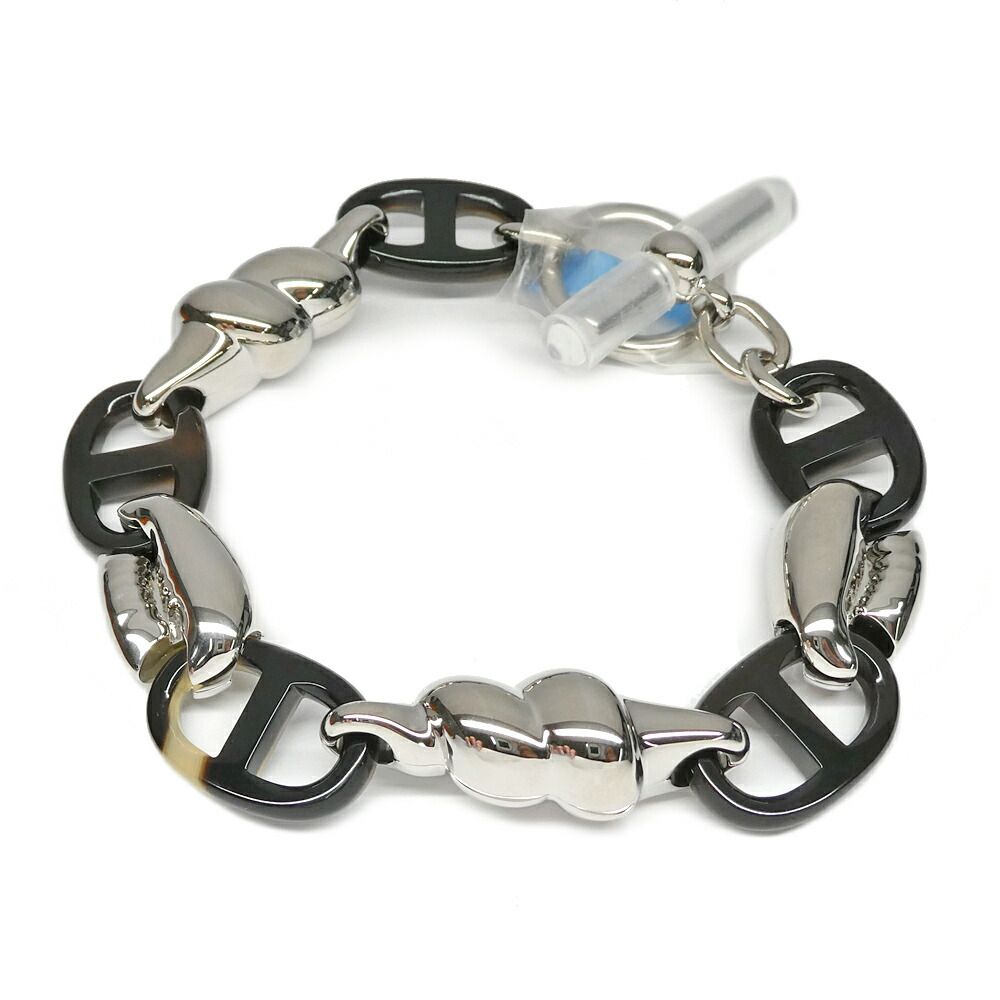 Hermes Bracelet Chaine D'ancre Rivage Metal Horn Silver 18.0 cm Seashell