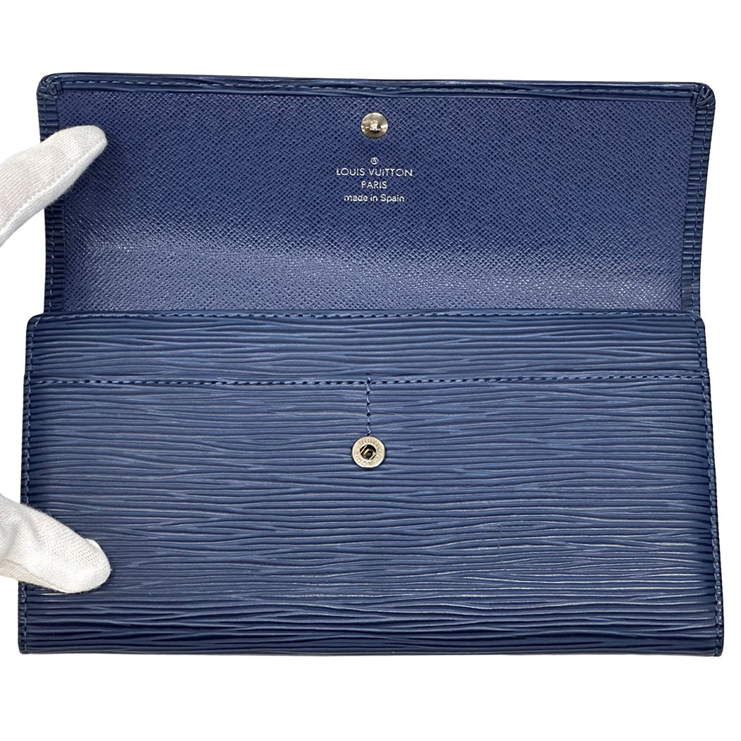 Louis Vuitton Wallet Epi Polmone Cles Miltille Blue Simple Flap — view 4