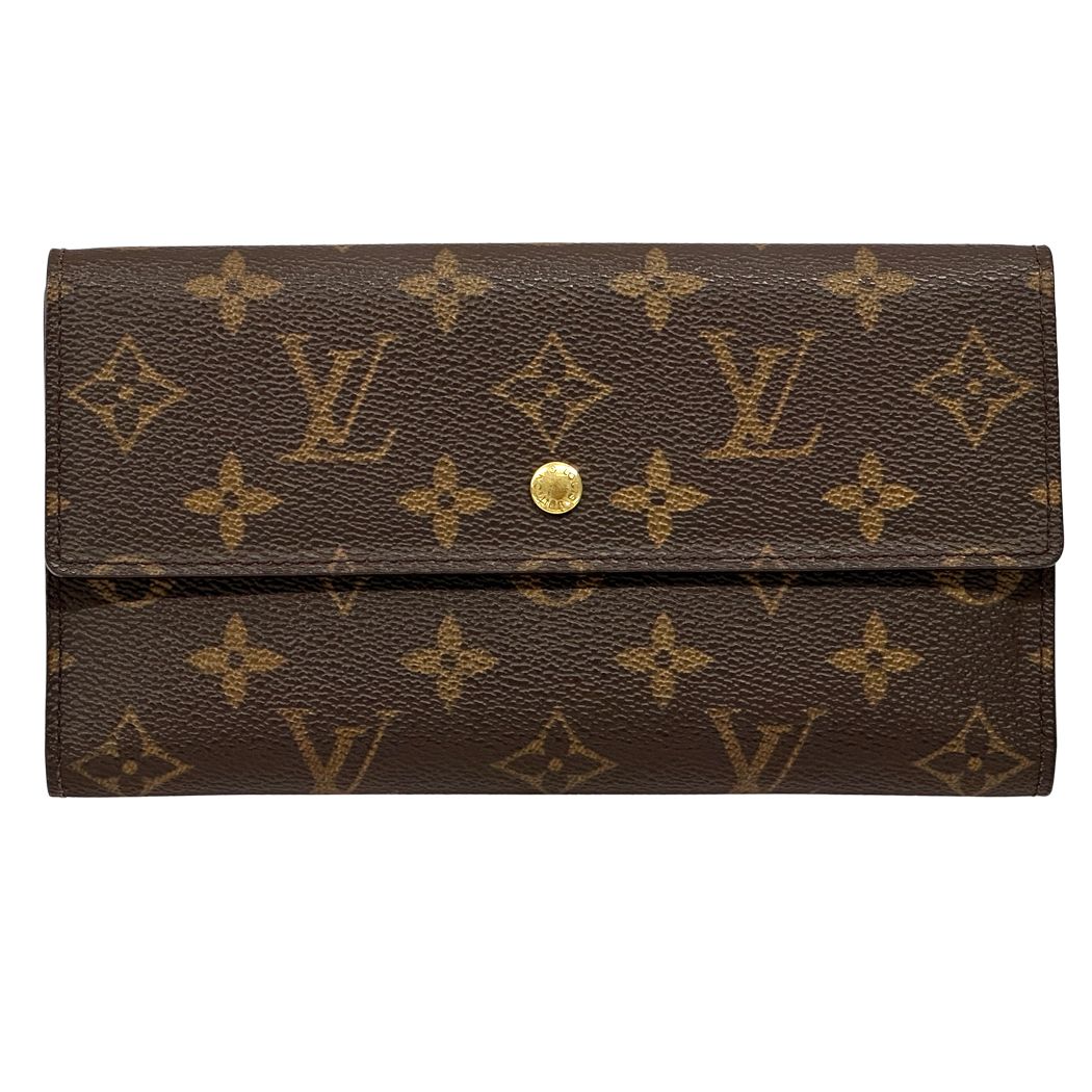 Louis Vuitton Wallet Monogram Porte Tresor International Brown Flap Logo Vintage