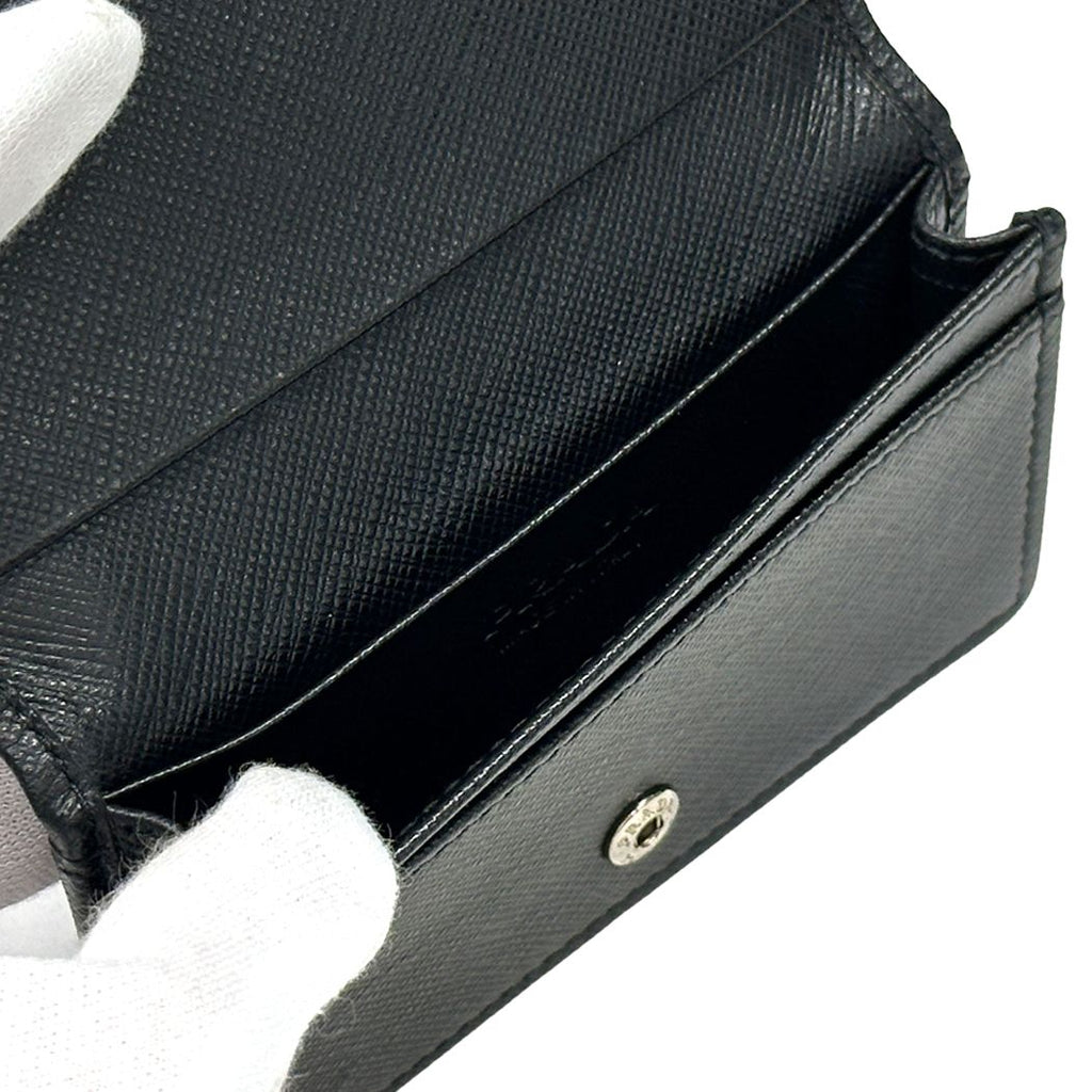 Prada Card Case Saffiano Black Business Holder Small Compact — view 5