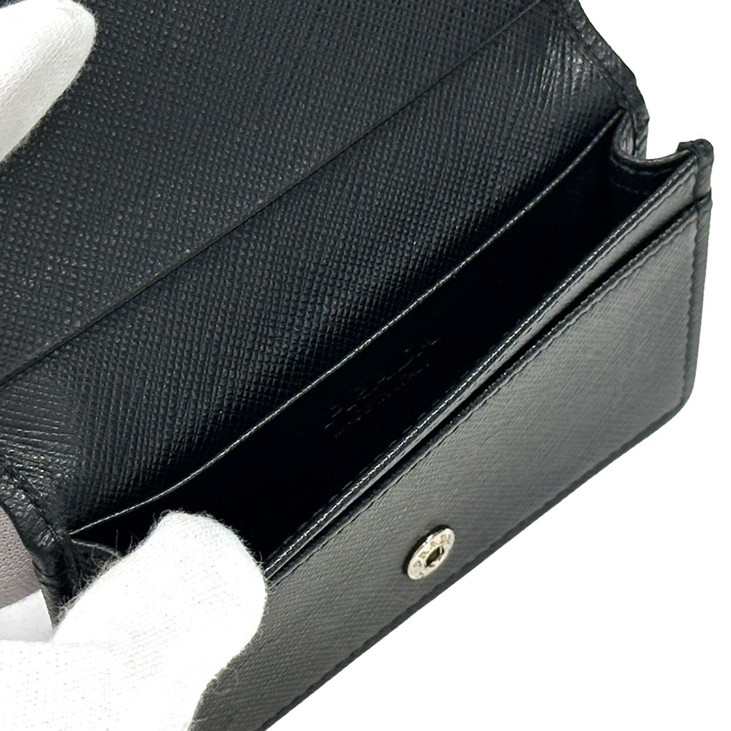 Prada Card Case Saffiano Black Business Holder Small Compact — view 5