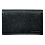 Prada Card Case Saffiano Black Business Holder Small Compact