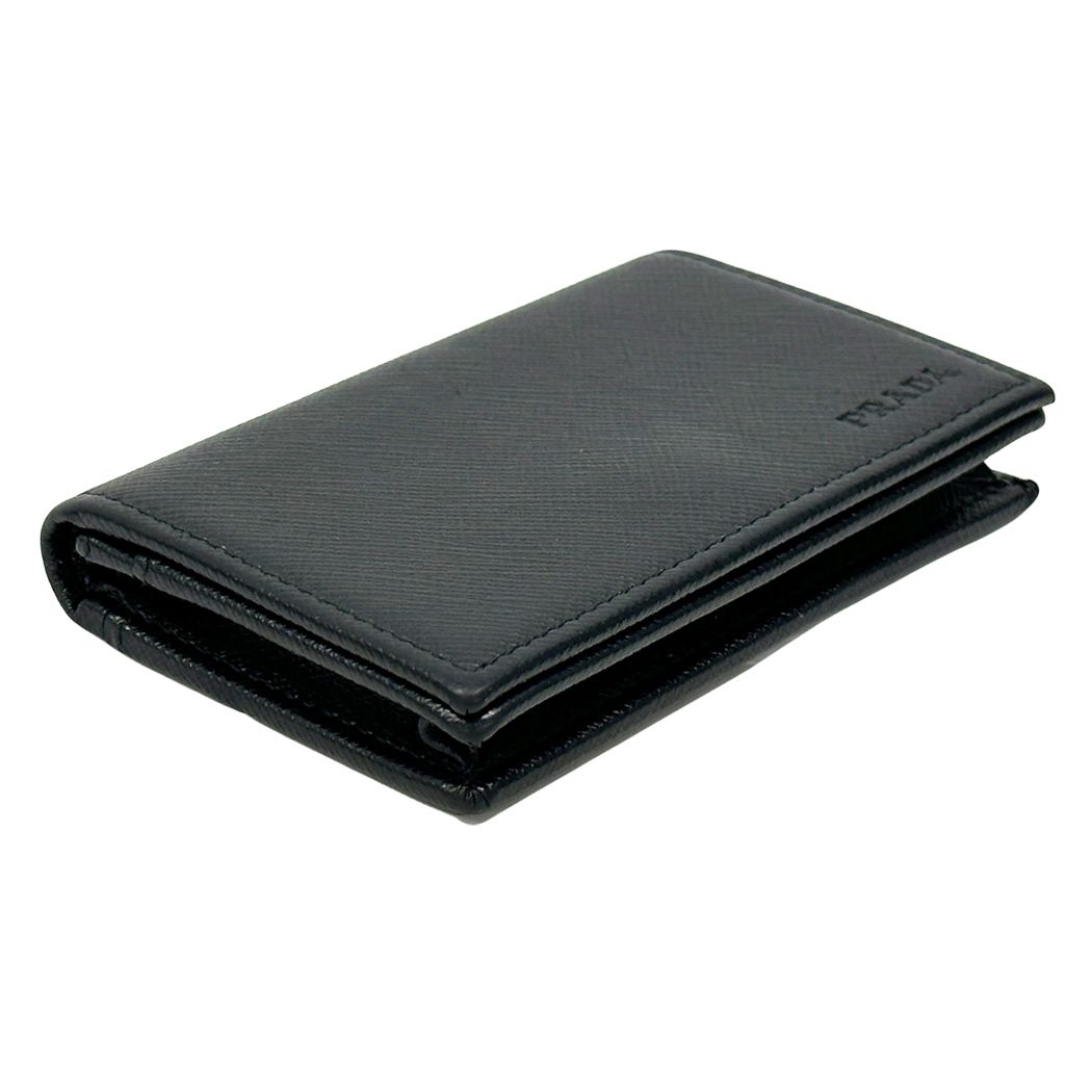 Prada Card Case Saffiano Black Business Holder Small Compact — view 3
