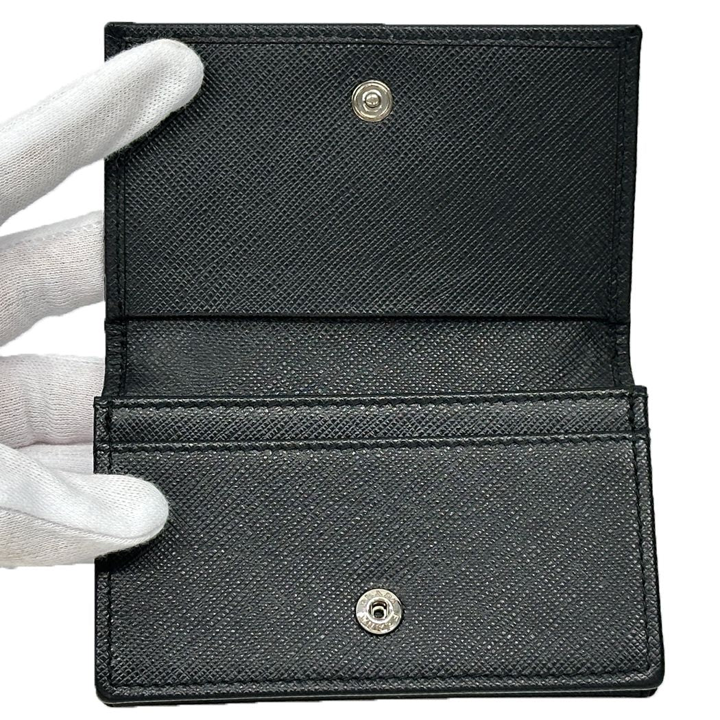 Prada Card Case Saffiano Black Business Holder Small Compact — view 4