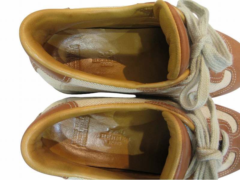 Hermes Sneakers Canvas Leather Brown — view 9