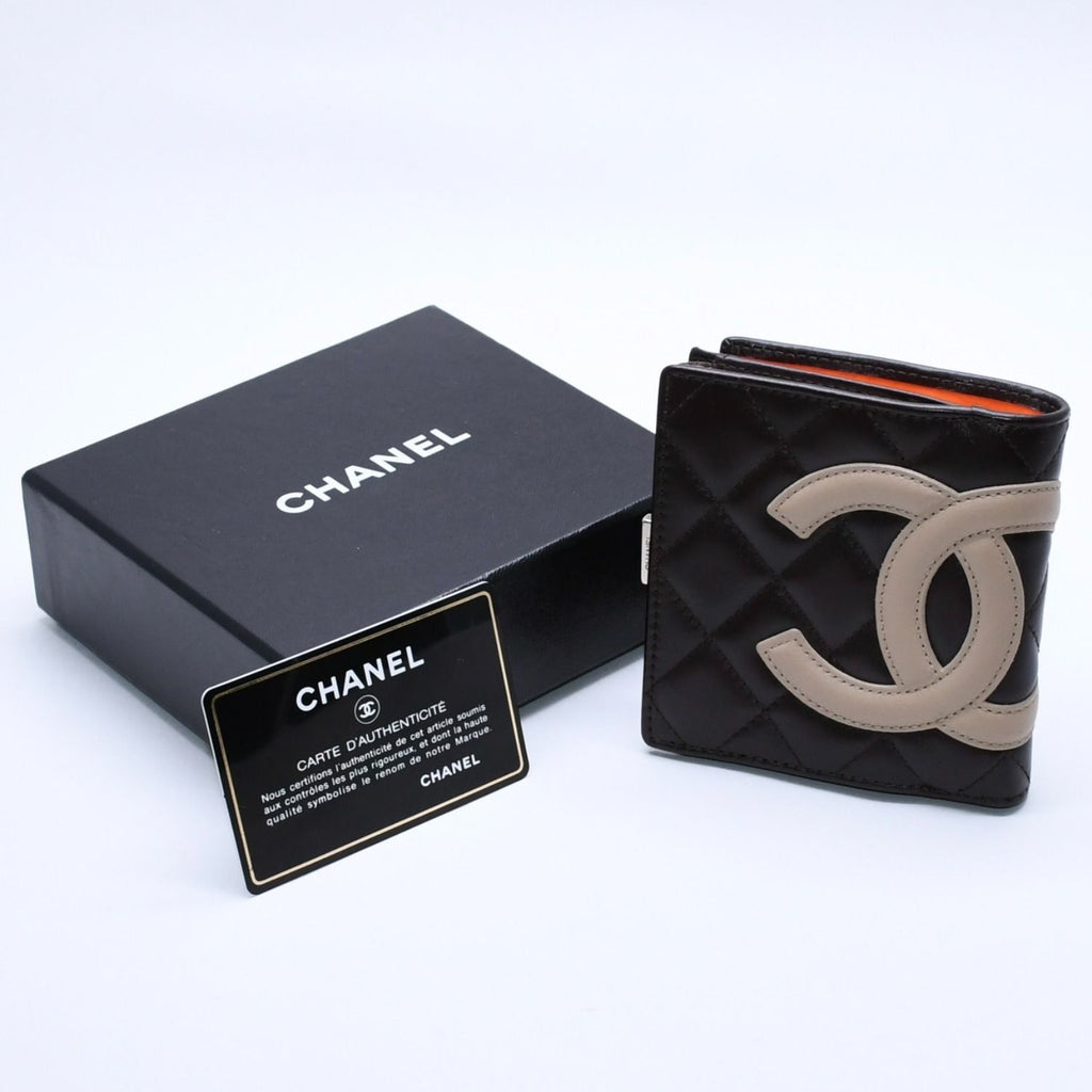 Chanel Cambon Line Kiss Lock Compact Wallet Bifold CC Logo Calfskin