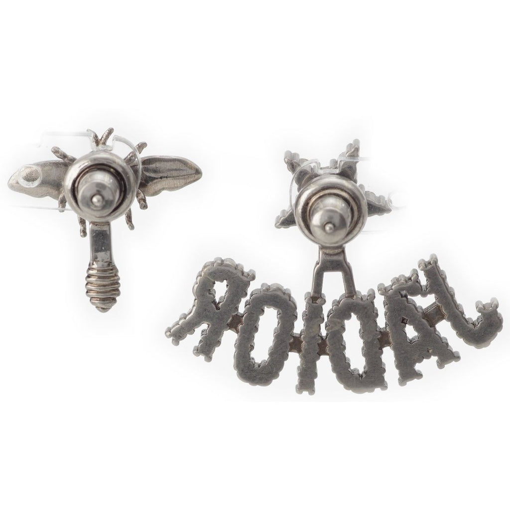 Dior Jadior Bee Rhinestone Earrings Silver — view 2