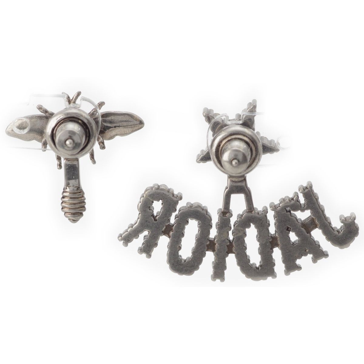Dior Jadior Bee Rhinestone Earrings Silver — view 2