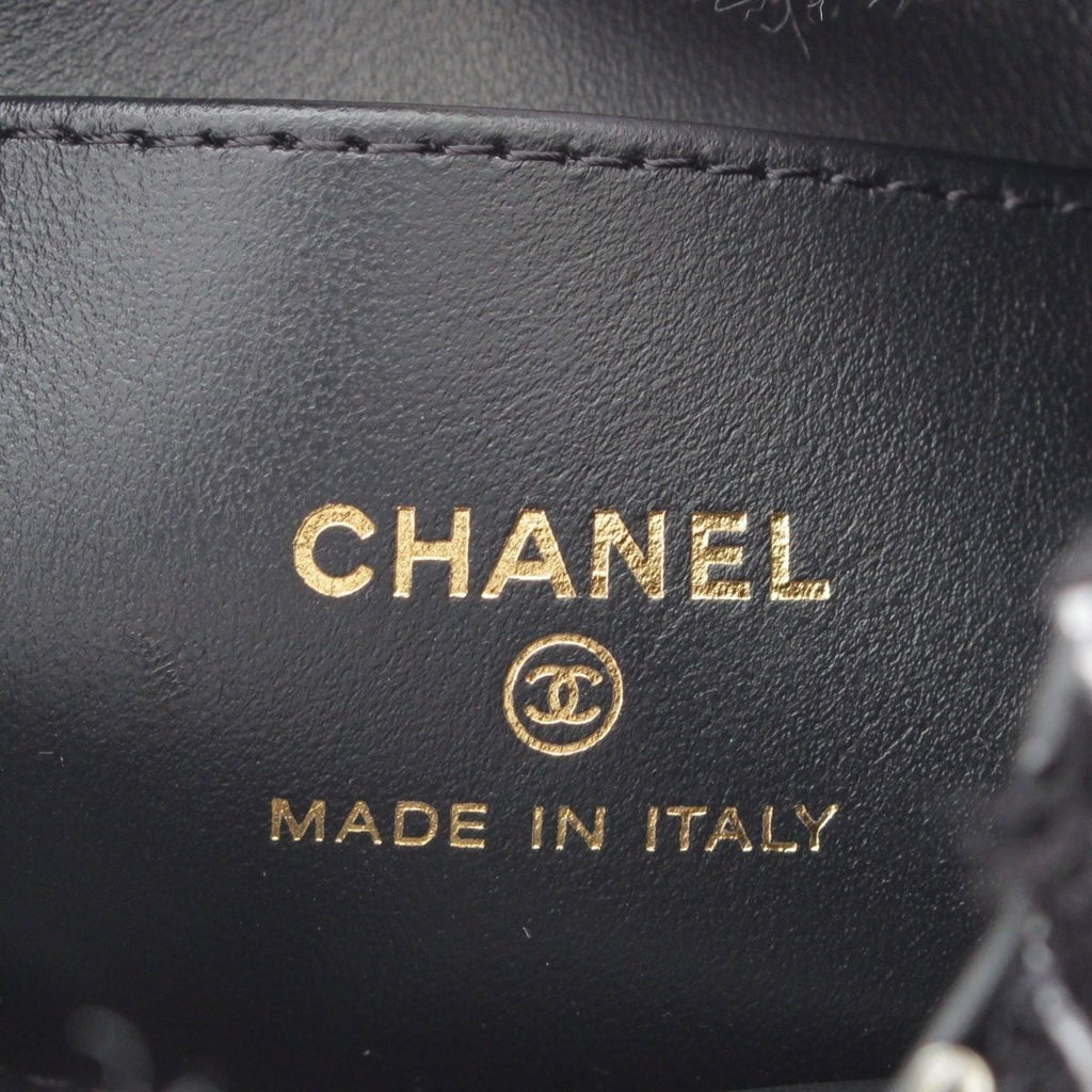 Chanel Tweed Sequin Mini Shopping Coco Handle Chain Shoulder Bag Black White — view 7