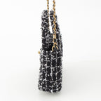 Chanel Tweed Sequin Mini Shopping Coco Handle Chain Shoulder Bag Black White — view 3