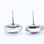 Chanel CC Logo Button Earrings 04 Camellia Clear Black White Resin — view 7