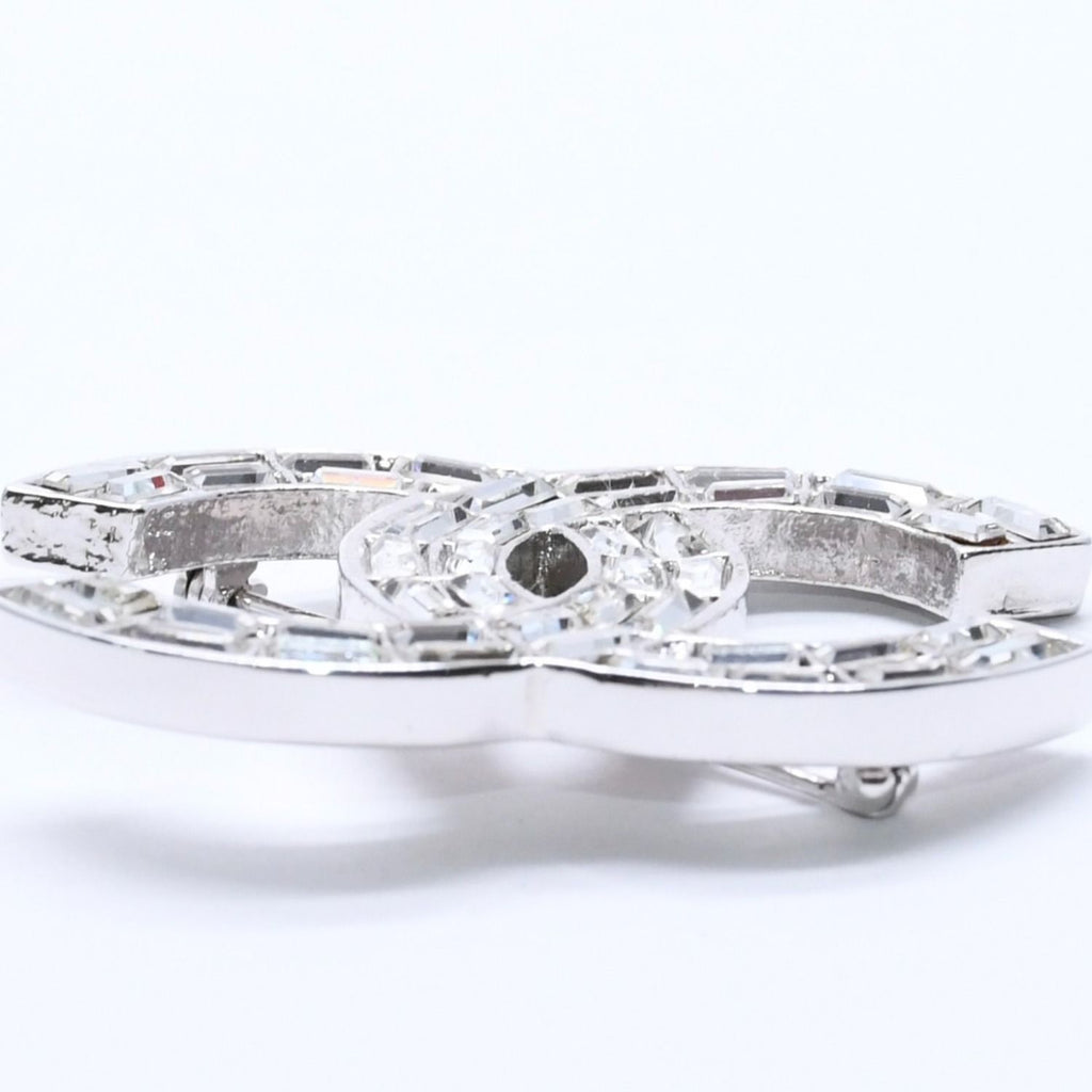 Chanel CC Logo Brooch 01 Metal Rhinestone Silver Clear — view 5