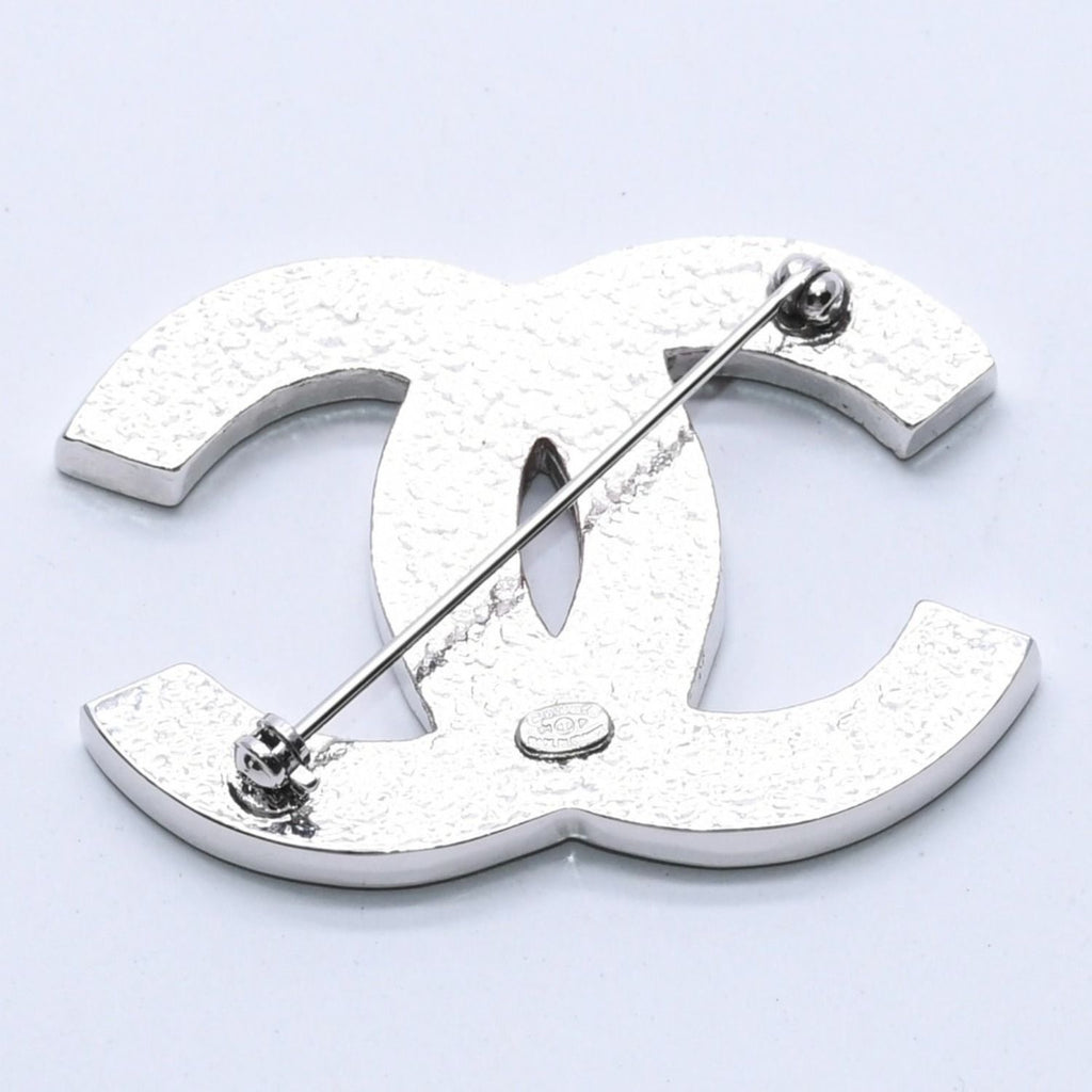 Chanel CC Logo Brooch 01 Metal Rhinestone Silver Clear — view 6