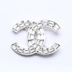 Chanel CC Logo Brooch 01 Metal Rhinestone Silver Clear — view 2