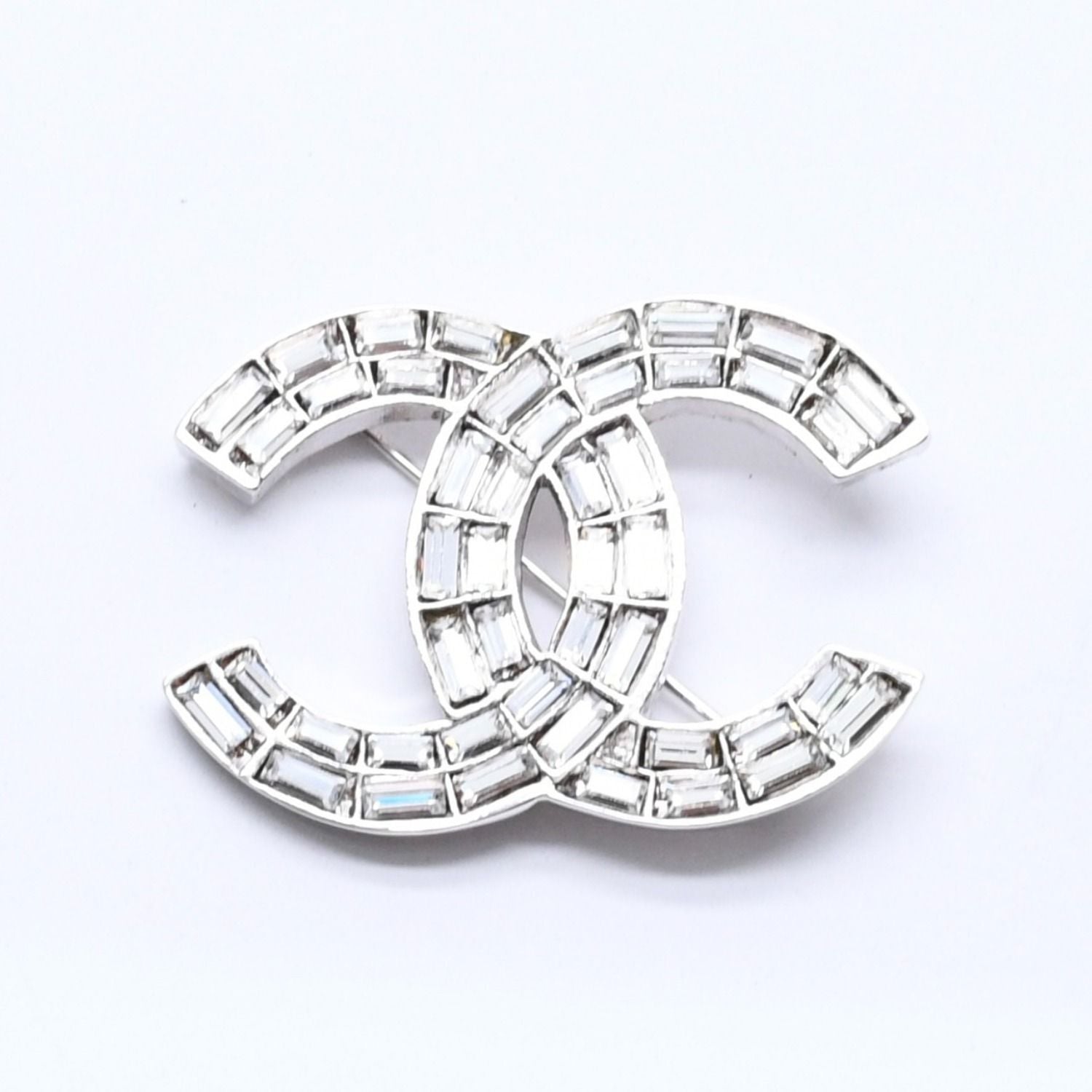 Chanel CC Logo Brooch 01 Metal Rhinestone Silver Clear — view 2