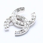 Chanel CC Logo Brooch 01 Metal Rhinestone Silver Clear — view 4