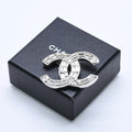 Chanel CC Logo Brooch 01 Metal Rhinestone Silver Clear
