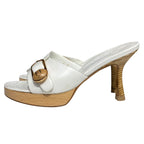 Chanel Sandals Leather Wood Heels White — view 4