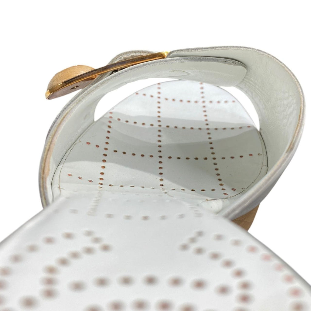 Chanel Sandals Leather Wood Heels White — view 8