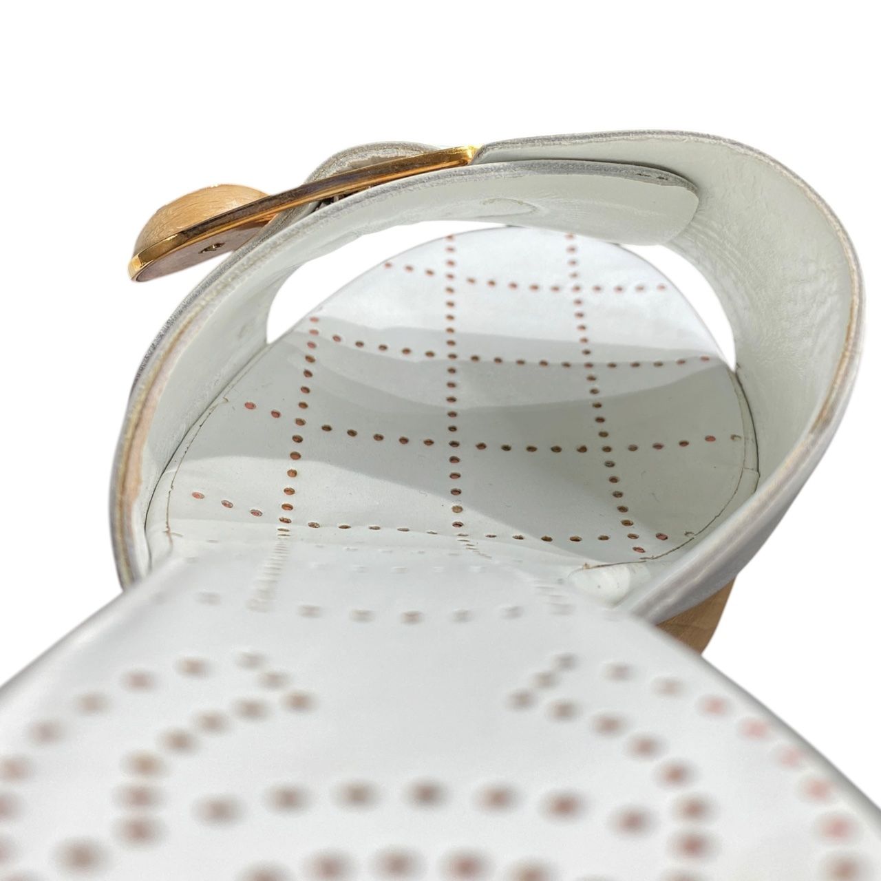Chanel Sandals Leather Wood Heels White — view 8