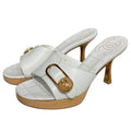 Chanel Sandals Leather Wood Heels White