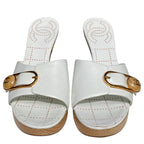 Chanel Sandals Leather Wood Heels White — view 7